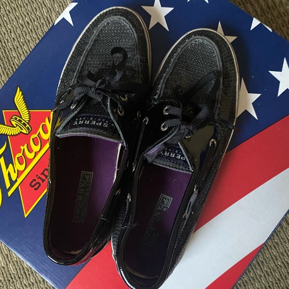 Black Sequined Sperrys - Picture 2 of 5